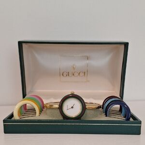 Gucci Women's Gold Watch with Colorful Bezels